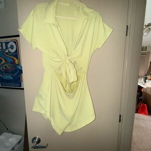 Lime Green Women's Tie-Front Romper